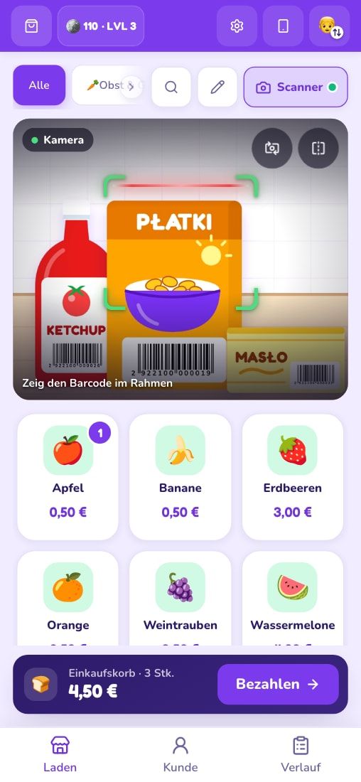 Scanner im Laden auf dem Handy